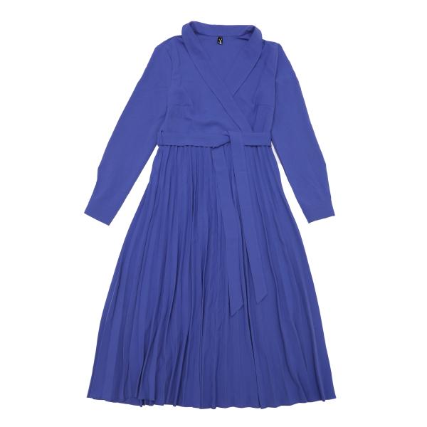 Allegra K レディース カジュアルワンピース オフィス プリーツドレス ショールカラー ベル...
