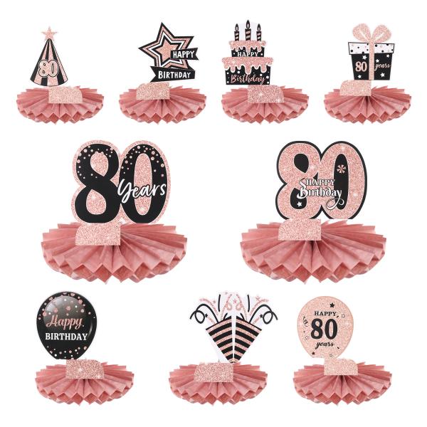 uxcell 80歳 誕生日 テーブル装飾センターピース 男性と女性 誕生日パーティー 装飾用品（赤...