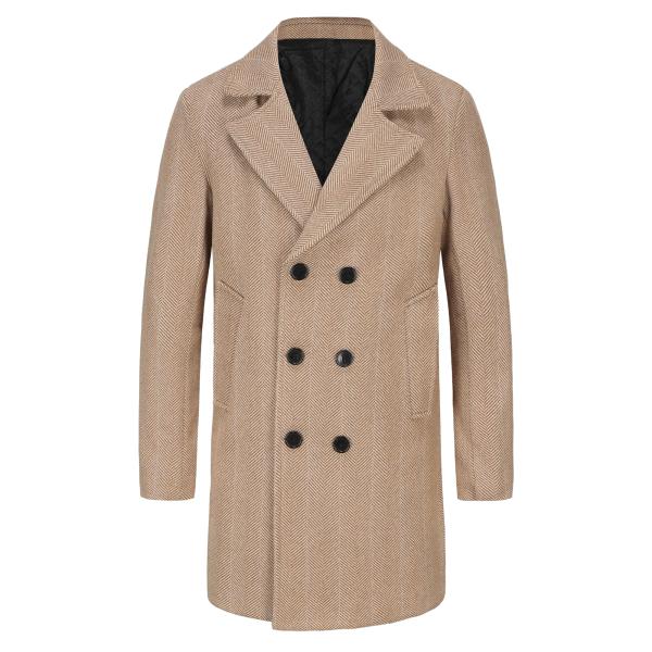uxcell Lars Amadeus メンズ ダブルブレストトレンチコート ヘリンボーンプリント ...