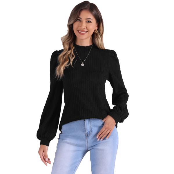 uxcell Allegra K レディース 長袖チュニックトップス モックネック パフスリーブ ワ...