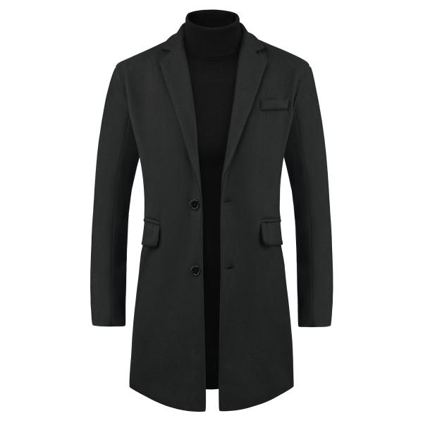 uxcell Lars Amadeus メンズ 冬コート ノッチカラー シングルブレスト ロングトレ...