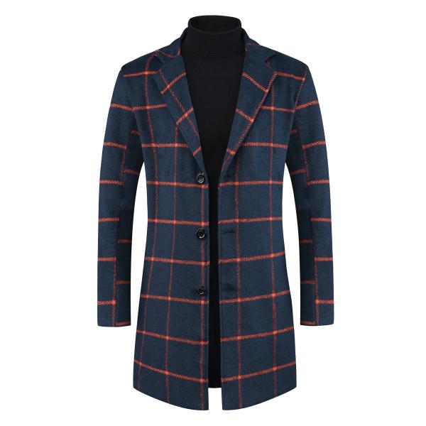 Lars Amadeus メンズ チェック柄 トレンチコート カラーブロック フォーマル 冬用 チェ...