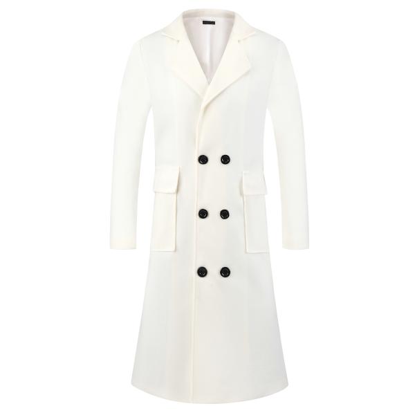 uxcell Lars Amadeus メンズ 冬用コート ノッチカラー ダブルブレスト ロングトレ...