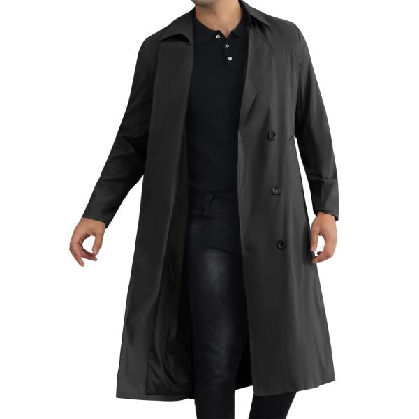 Lars Amadeus メンズトレンチコート ダブルブレスト ロングジャケット 冬用オーバーコート...