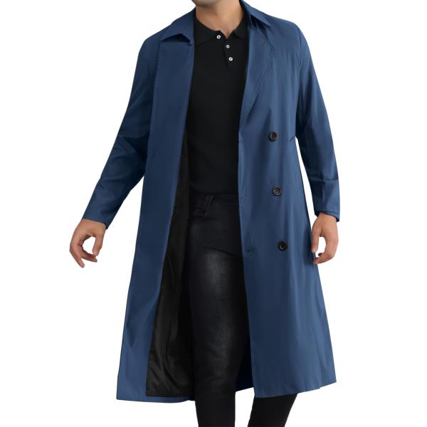 Lars Amadeus メンズトレンチコート ダブルブレスト ロングジャケット 冬用オーバーコート...