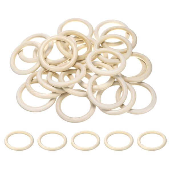 uxcell 天然木クラフトリング 小さな木製のリングサークル 未仕上げ 無垢材ペンダントコネクタ ...