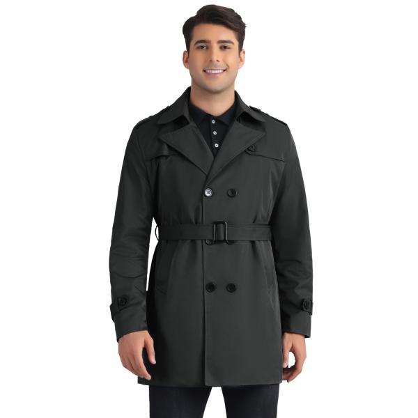 Lars Amadeus メンズビジネストレンチコート ダブルブレスト ノッチドラペル 冬用オーバー...