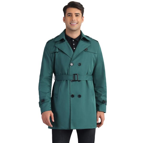 Lars Amadeus メンズビジネストレンチコート ダブルブレスト ノッチドラペル 冬用オーバー...