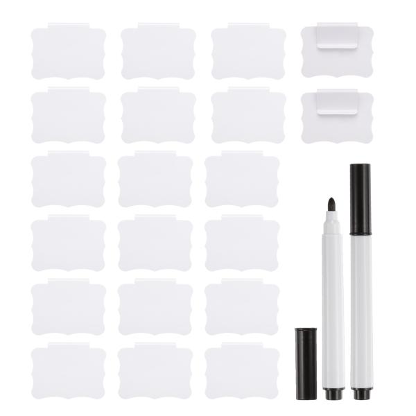 uxcell 保管箱用バスケットラベル 再利用可能 ホワイトのバスケットラベルクリップオン 黒のチョ...