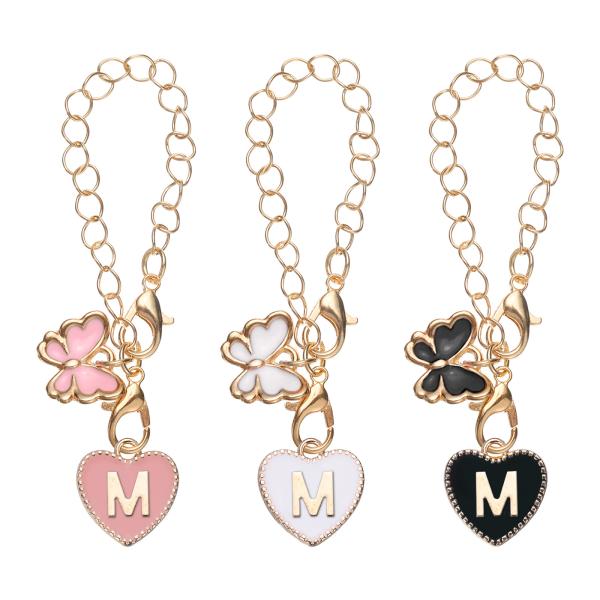 uxcell 3個セットのタンブラーカップ用文字チャ ームアクセサリー ハート型の名前ID文字チャ ...