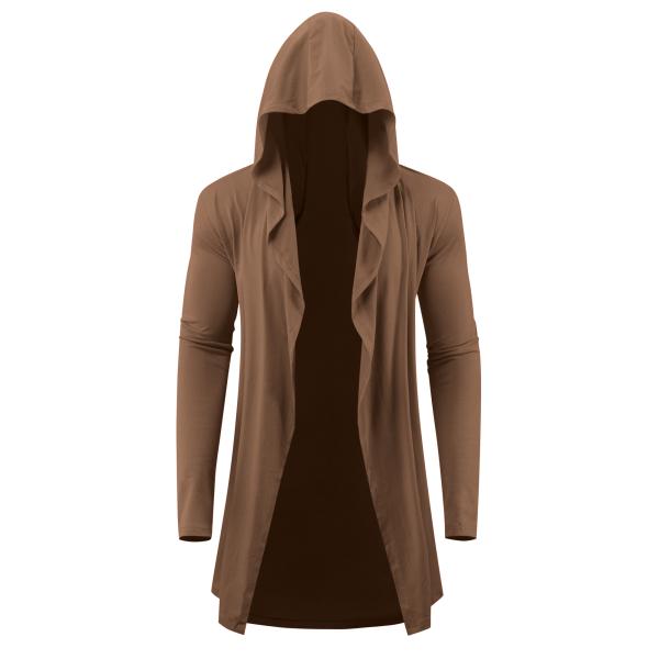 Lars Amadeus メンズ フード付きカーディガン 軽量ショールカラー 長袖 オープンフロント...