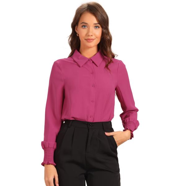 Allegra K レディース 長袖 レオタードシャツ 襟付き ビジネス ドレッシー ボディスーツ ...