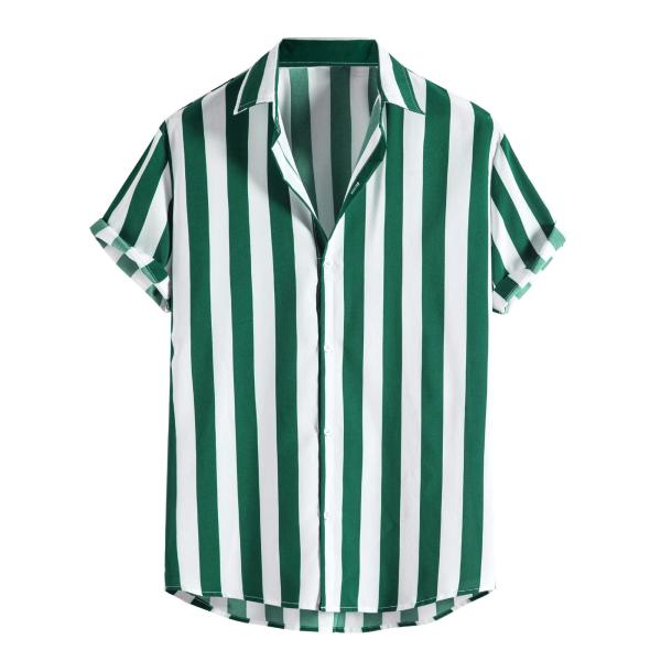 Lars Amadeus ストライプシャツ ビーチシャツ 半袖 カラーブロック ボタンダウン リラッ...