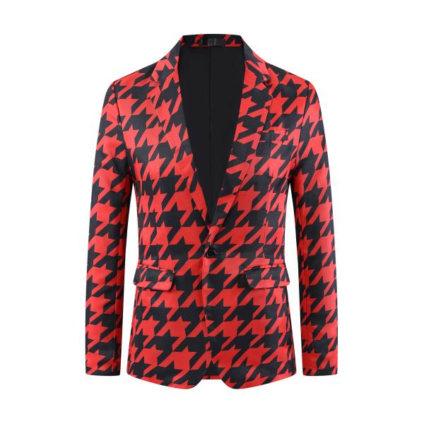 Lars Amadeus 千鳥格子柄ブレザー メンズ スリムフィット プロム ビジネス スポーツ コ...