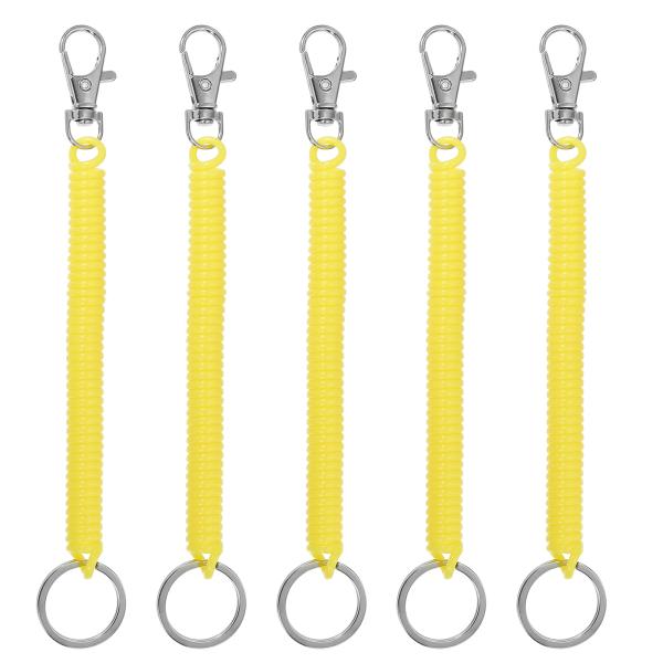 PATIKIL リトラクタ ブルコイルスプリングキーチェーン 5個入り 紛失防止キーチェーンホルダー...