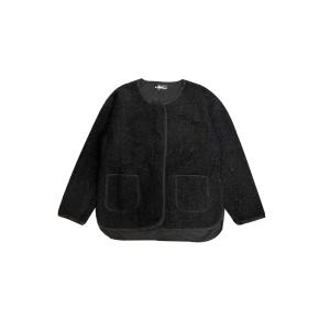 Allegra K レディース ファジーフリースジャケット ポケット付き 長袖 フェイクファーコート ブラック 2XL
