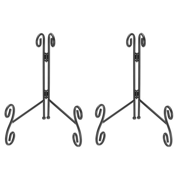 uxcell ディスプレイ用2個8"プレートスタンド アイアン装飾プレートホルダー折りたたみディスプ...