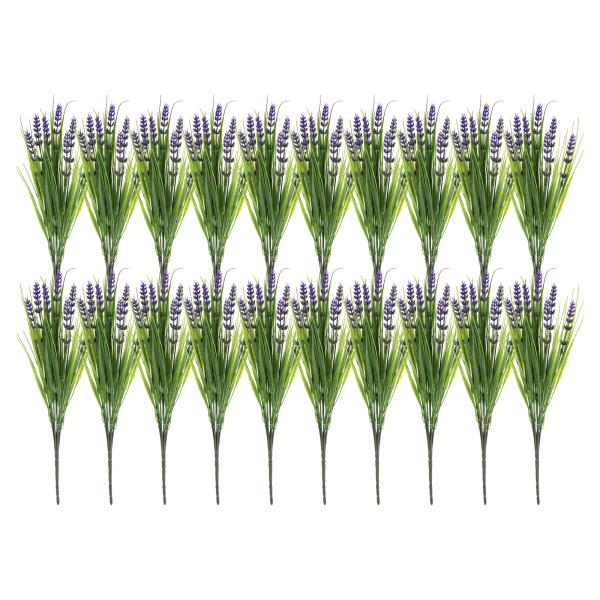 uxcell 20個の人工芝植物 14.6"のプラスチック製の偽ラベンダー緑の低木 屋外用の人工低木...
