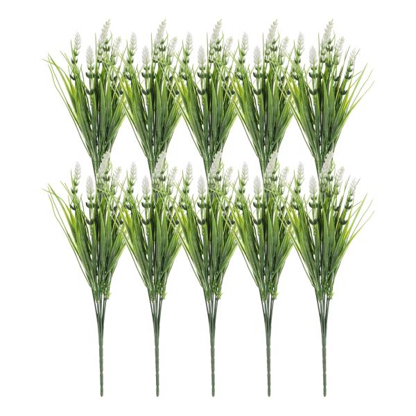 uxcell 10個の人工芝植物 14.6"のプラスチック製の偽ラベンダー緑の低木 屋外用人工低木 ...