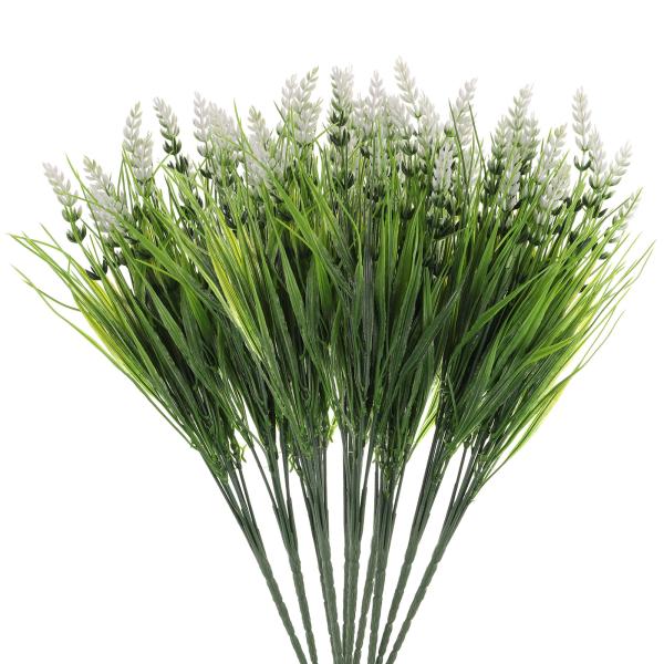uxcell 40個の人工芝植物 14.6"のプラスチック製の偽ラベンダー緑の低木 屋外用の人工低木...
