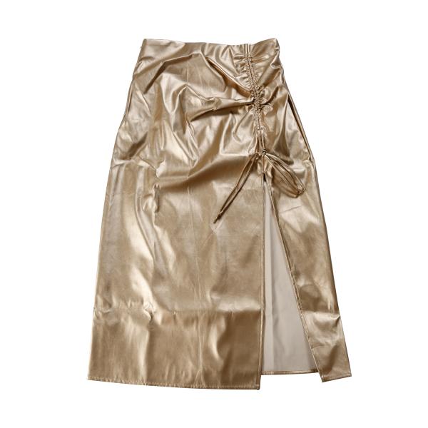 Allegra K レディース フェイクレザースカート ハイウエスト サイドスリット ボディコン ペ...