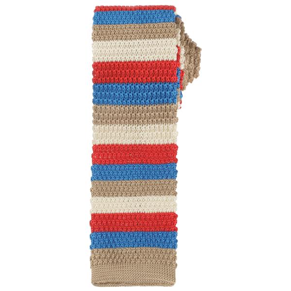 Elerevyo メンズ ニットタイ ストライプ スクエアエンドネック カラフル スキニーニットタイ...