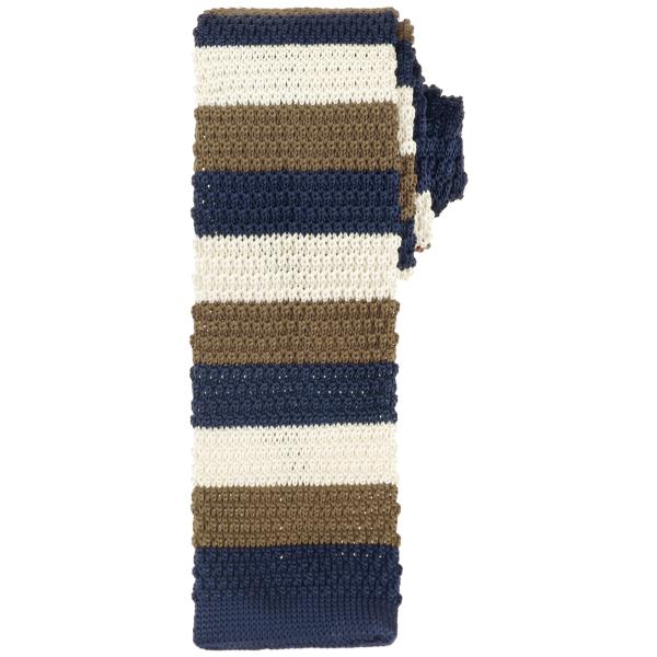 Elerevyo メンズ ニットタイ ストライプ スクエアエンドネック カラフル スキニーニットタイ...