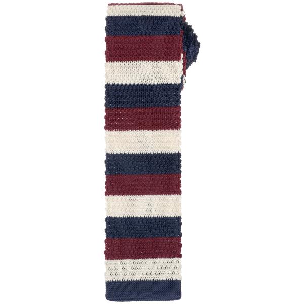 Elerevyo メンズ ニットタイ ストライプ スクエアエンドネック カラフル スキニーニットタイ...