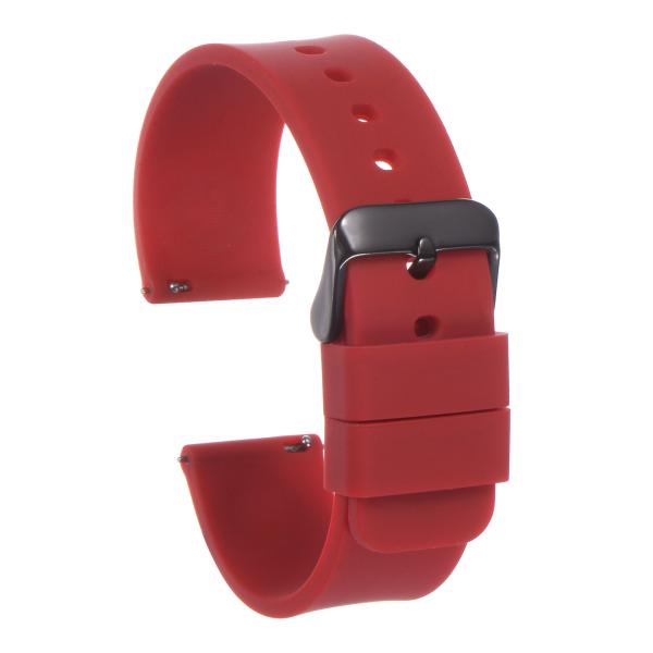 uxcell 21mm幅クイックリリースソフトラバー交換ウォッチストラップ 黒ステンレススチールバッ...