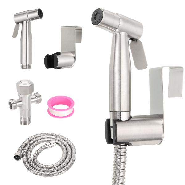 uxcell トイレ用ハンドヘルドビデスプレーヤー、ステンレス製ビデットアタッチメントビデットトイレ...