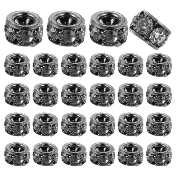 uxcell 40個8mm大穴ラインストーンビーズ ヨーロピアンスペーサービーズ DIY宝石メイキン...