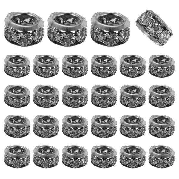 uxcell 40個10mm大穴ラインストーンビーズ ヨーロピアンスペーサービーズ DIY宝石メイキ...