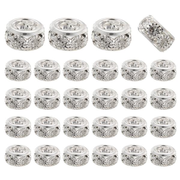 uxcell 40個10mm大穴ラインストーンビーズ ヨーロピアンスペーサービーズ メイキングブレス...