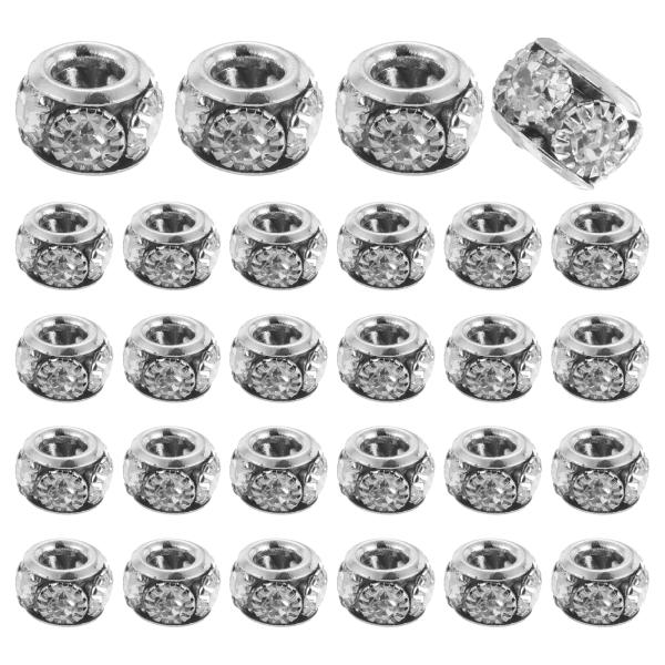 uxcell 40個8mm大穴ラインストーンビーズ ヨーロピアンスペーサービーズ メイキングブレスレ...