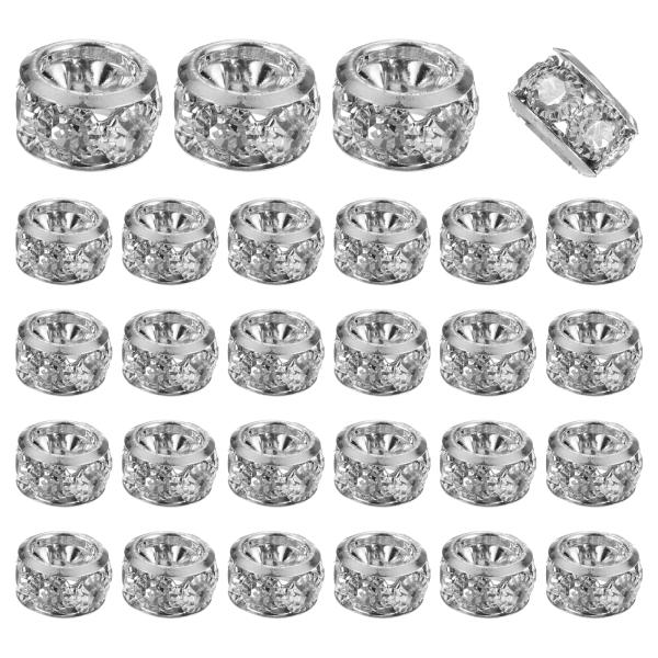 uxcell 40個12mm大穴ラインストーンビーズ ヨーロピアンスペーサービーズ DIYジ ュエリ...