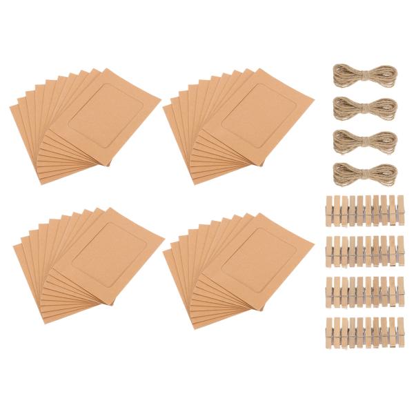 uxcell 40個 紙製フォトフレームキット 4x6" クラフトフォトディスプレイバナー クリップ...