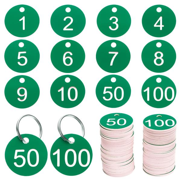 uxcell ナンバーキータグ 1-100プラスチックIDハングタグ 金属リング付きナンバータグ ド...