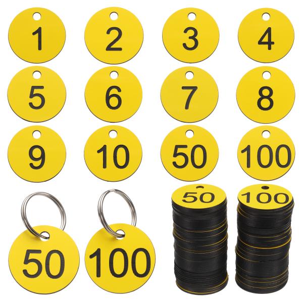 uxcell ナンバーキータグ 1-100プラスチックIDハングタグ 金属リング付きナンバータグ ド...