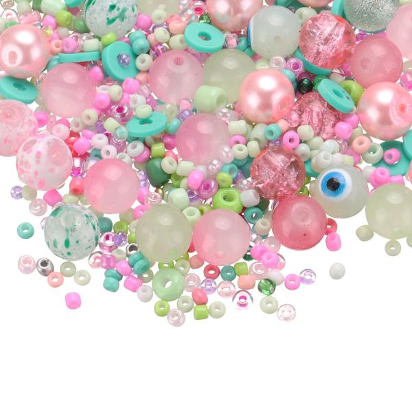 PATIKIL 2-8mm アソーテッド グラス レジン ビーズ クラックド グラベル ラウンド ビ...