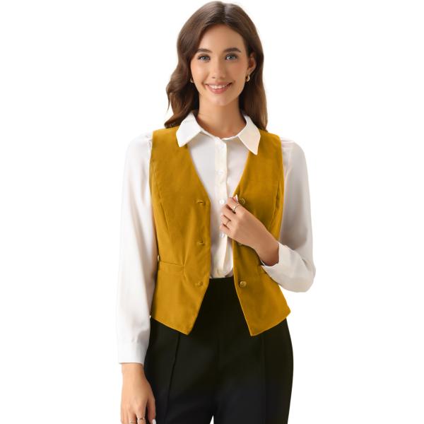 Allegra K チョッキ ビジネス スーツ スチーム パンク ボタンダウン ビンテージ レディー...