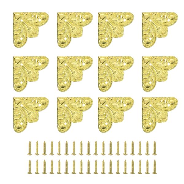 uxcell 12個 ヴィンテージフラットコーナーブ ラケット 1.1" x 1.1"メタルデスクコ...