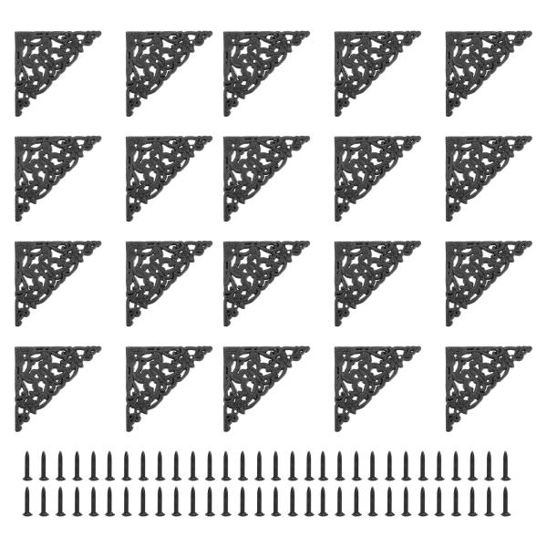 uxcell 20個 ヴィンテージフラットコーナーブ ラケット 2" x 2" デスクコーナープロテ...