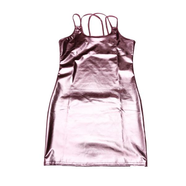 Allegra K キャミソールワンピース ストラップ ドレス メタリック 光沢 ミニ シャイニー ...