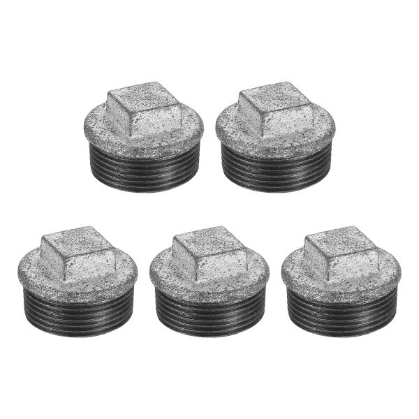 uxcell 5個2-3/4"メすぱいププラグフィッティング スクエアヘッド鋳鉄パイプフィッティング...