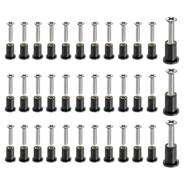 uxcell 48ペアのM4ネオプレンウェルナットとステンレススチールネジ ラバーウェルナットキット...