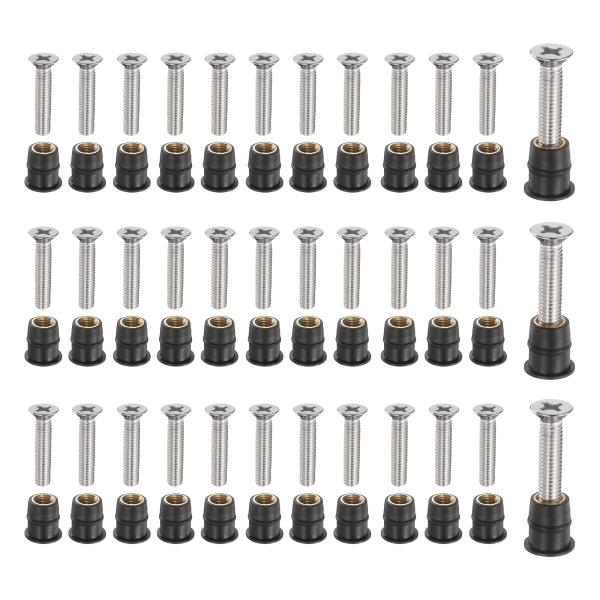 uxcell 48ペアM6ネオプレンウェルナットとステンレススチールネジ ラバーウェルナットキット真...