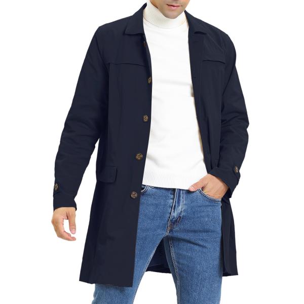 Lars Amadeus トレンチコート シングルブレスト スリム ジャケット アウター メンズ ネ...