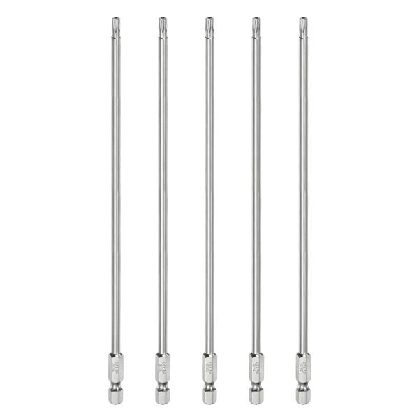 uxcell 5個のT20セキュリティトルクスビット1/4"ヘックスシャンク8"ロングS2鋼磁気防盗...