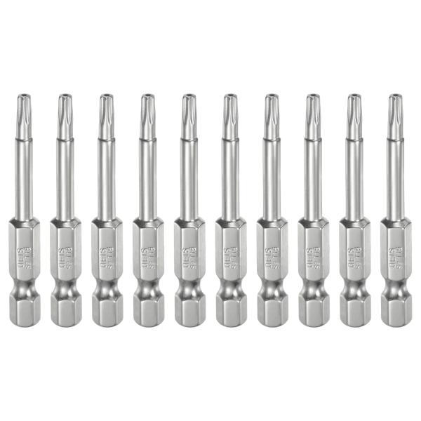 uxcell 10個T15セキュリティトルクスビット1/4"ヘックスシャンク2"ロングS2鋼磁気防盗...