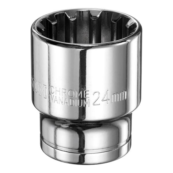 uxcell 12角ソケット1/2"ドライブ24mmメトリックシャローソケットクロムバナジウム鋼12...